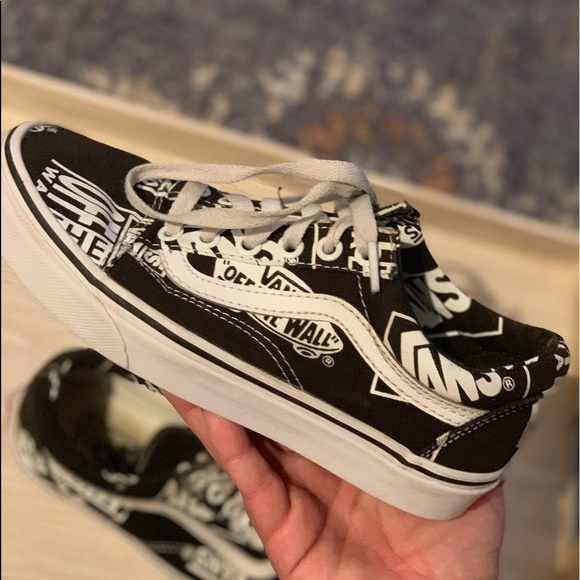 Vans Old Skool Logo Mix Black & White Shoes - Picture 3 of 7